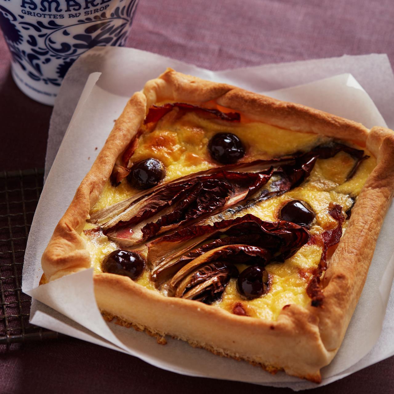 Tortino radicchio, pancetta e amarene